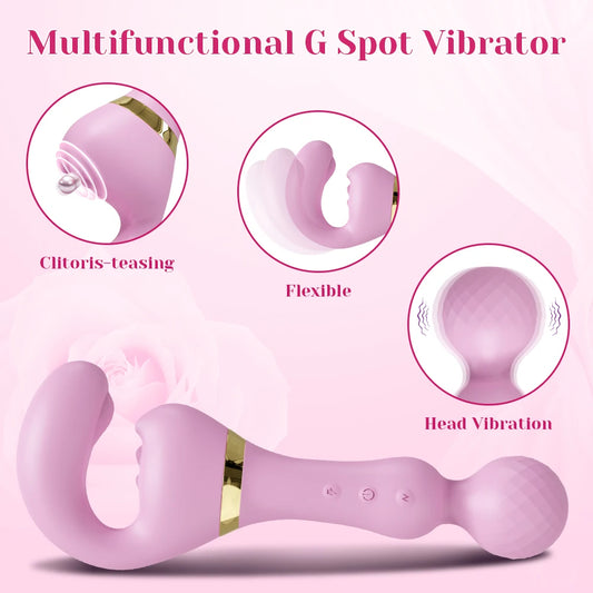 3-in-1 Wand for G-Spot Clitoral & Nipple Stimulation