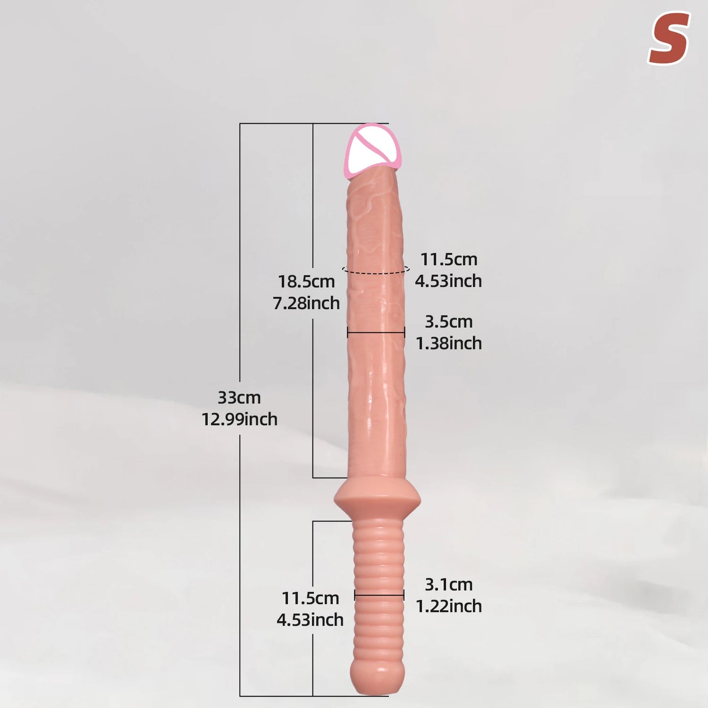 Long Silicone Dildo with Handle for Adults