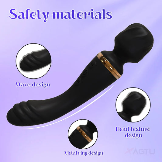 2-in-1 G-Spot and Clit Wand Vibrator with Nipple Stimulator