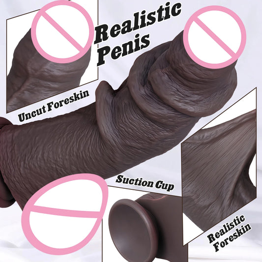 Large Silicone Foreskin Dildo - Designed for G-Spot, Vaginal & Anal Stimulation