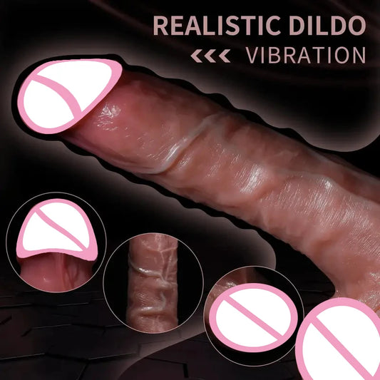 Heating Realistic Dildo with Vibration & Anal Plug