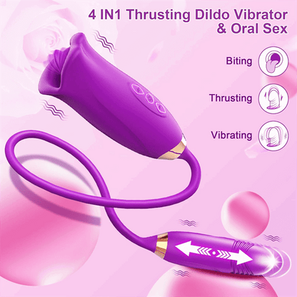 Rose Sucking Tongue Clitoral Stimulator & Thrusting G-Spot Vibrator