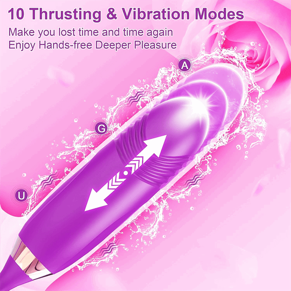 Rose Sucking Tongue Clitoral Stimulator & Thrusting G-Spot Vibrator