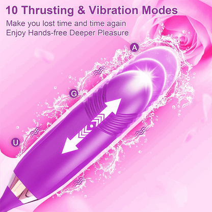 Rose Sucking Tongue Clitoral Stimulator & Thrusting G-Spot Vibrator