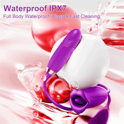 Rose Sucking Tongue Clitoral Stimulator & Thrusting G-Spot Vibrator