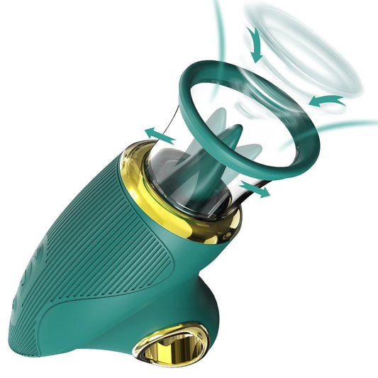 2-in-1 SparkleRose vibrator featuring a 5-mode vacuum suction nozzle and a 7-speed rhythmic flickering tongue for a versatile oral-mimicking experience.