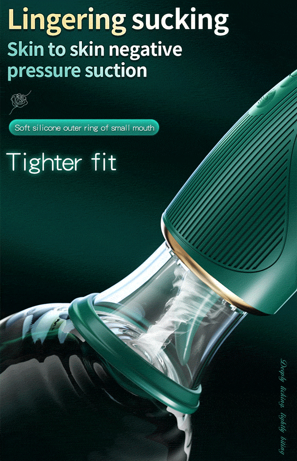 Close-up of the SparkleRose suction head with 5 adjustable vacuum pulse intensities, designed for precision clitoral stimulation and intense climax.