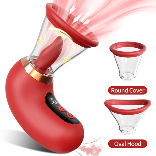 2-in-1 Rose Vibrator for Women - Red Rose Shaped Sucking and Tongue Licking Stimulator
