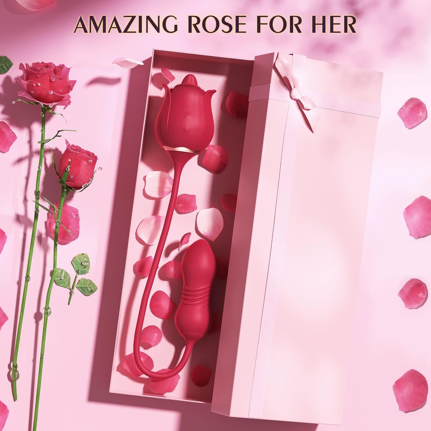 Rose Massager with Thrusting, Vibration & Licking