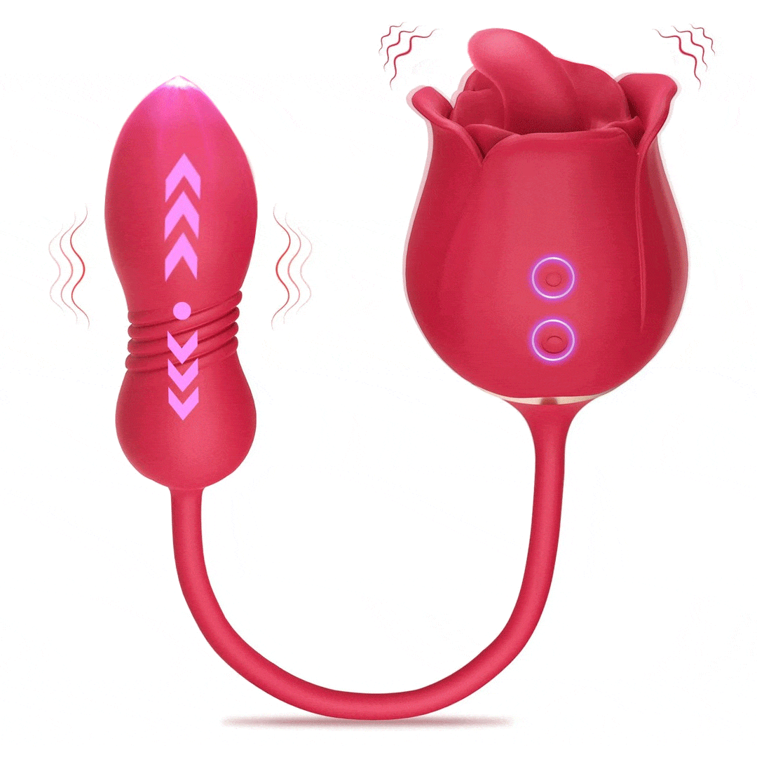 Rose Massager with Thrusting, Vibration & Licking