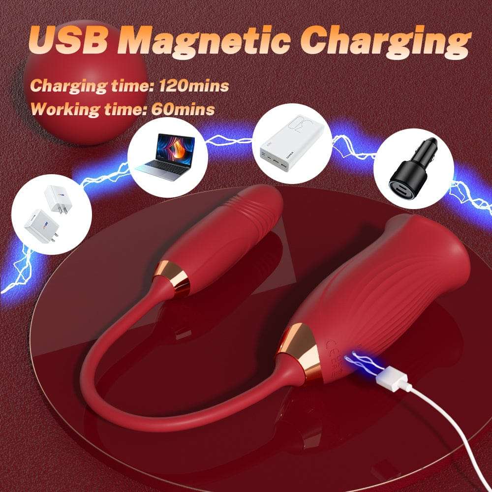 Rose Sucking Tongue Clitoral Stimulator & Thrusting G-Spot Vibrator