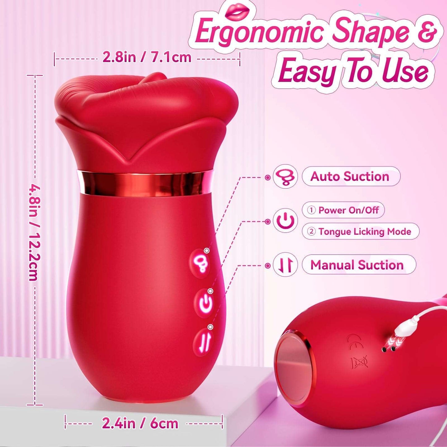 Rose Sex Toy with 4-in-1 Licking Suction & Vibration