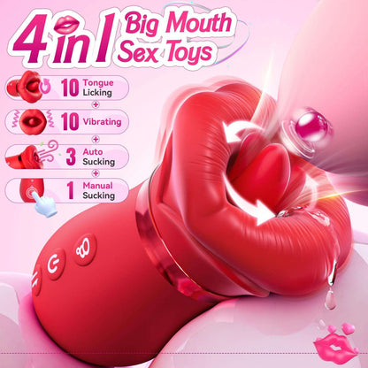 Rose Sex Toy with 4-in-1 Licking Suction & Vibration