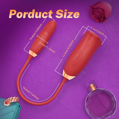 Rose Sucking Tongue Clitoral Stimulator & Thrusting G-Spot Vibrator