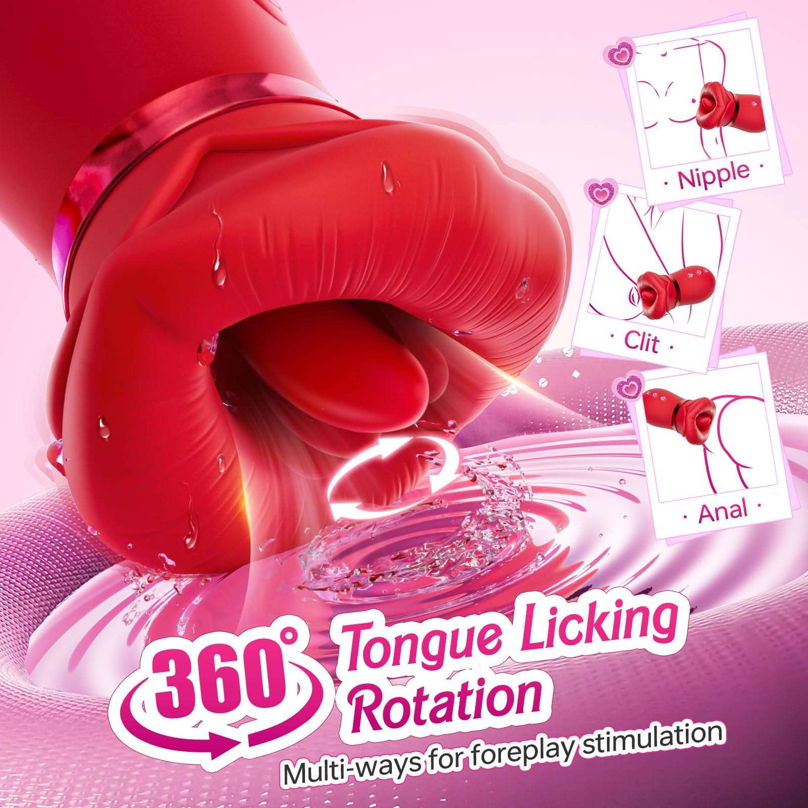 Rose Sex Toy with 4-in-1 Licking Suction & Vibration