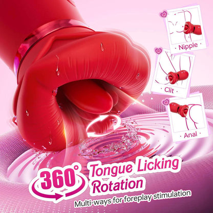Rose Sex Toy with 4-in-1 Licking Suction & Vibration