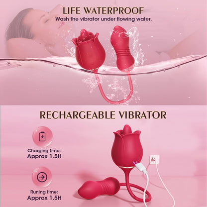 Rose Massager with Thrusting, Vibration & Licking