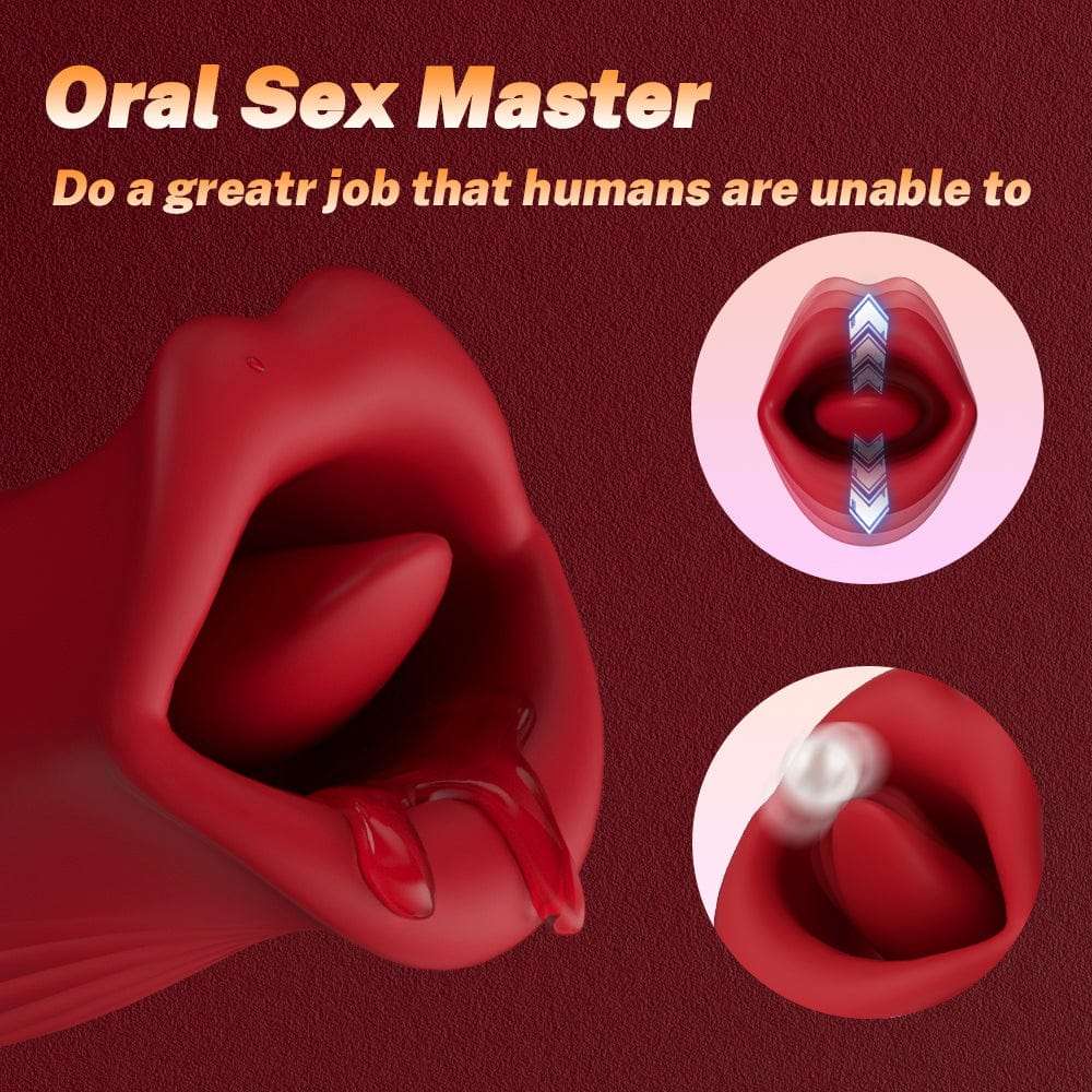 Rose Sucking Tongue Clitoral Stimulator & Thrusting G-Spot Vibrator