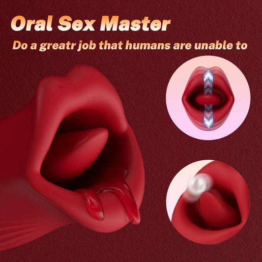Rose Sucking Tongue Clitoral Stimulator & Thrusting G-Spot Vibrator