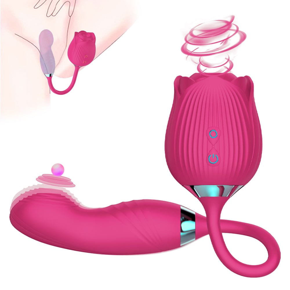Red Rose Sucking & Thrusting Vibrator | 10-Mode Air-Pulse Clitoral Tongue