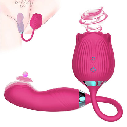 Red Rose Sucking & Thrusting Vibrator | 10-Mode Air-Pulse Clitoral Tongue