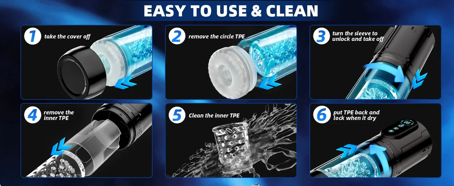 Telescopic Sucking Masturbator for Men with LCD Display & Rotating Blowjob