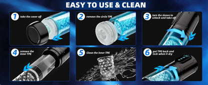 Telescopic Sucking Masturbator for Men with LCD Display & Rotating Blowjob