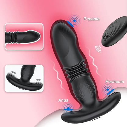 Thrusting Anal Vibrator for Men: Remote Telescopic Prostate Massager