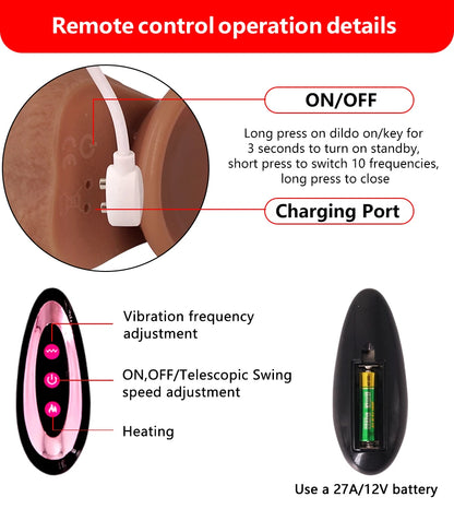 Heating Thrusting Realistic Dildo with Remote Control