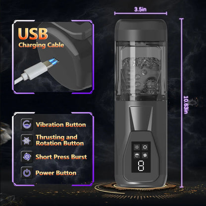 LCD Automatic Male Masturbator with 7 Vibrating Rotating Thrusting & Licking Modes