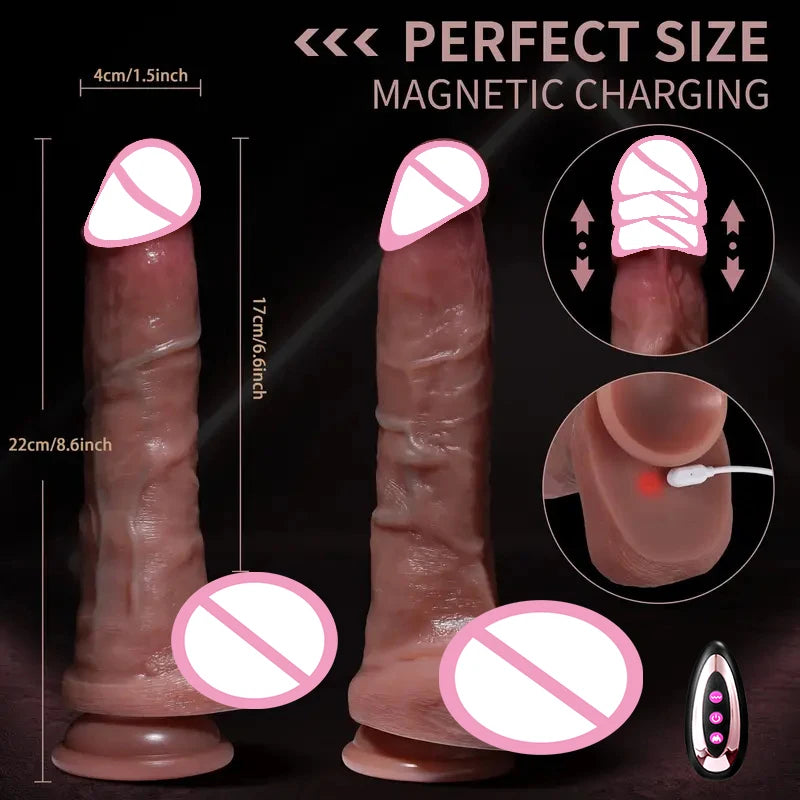 Heating Realistic Dildo with Vibration & Anal Plug