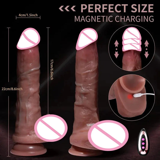 Heating Realistic Dildo with Vibration & Anal Plug
