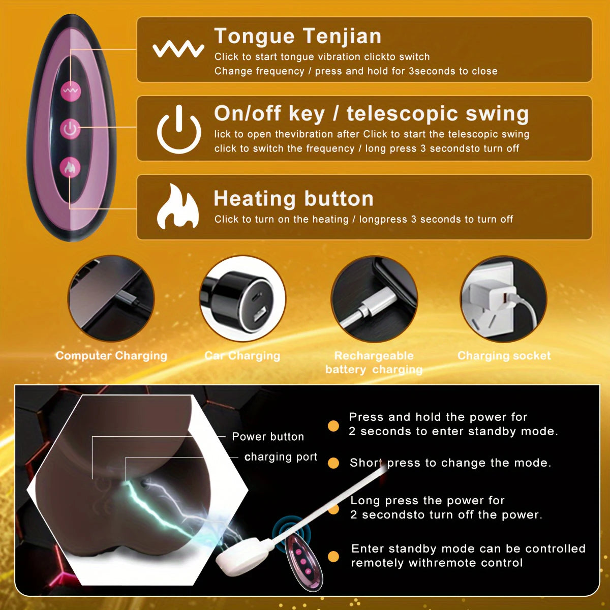 Black Heating Realistic Dildo for G-Spot Massage