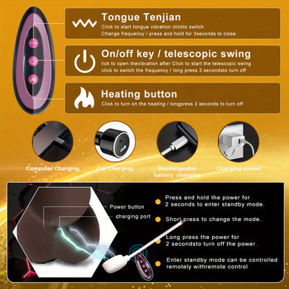 Black Heating Realistic Dildo for G-Spot Massage