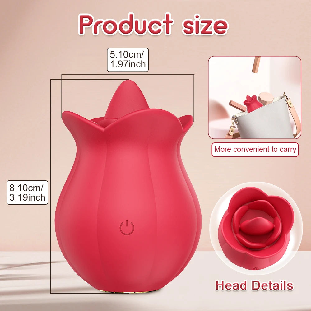 Tongue Licking Clitoral Vibrator with Nipple Stimulator for Women