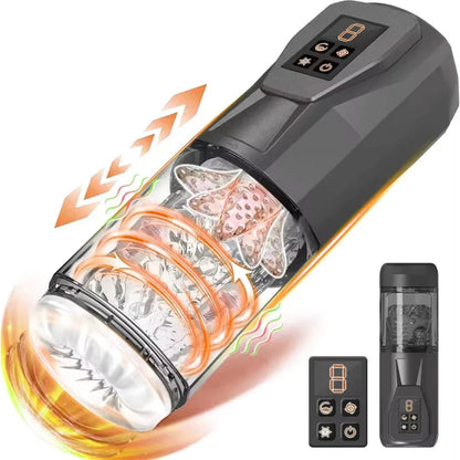 LCD Automatic Male Masturbator with 7 Vibrating Rotating Thrusting & Licking Modes