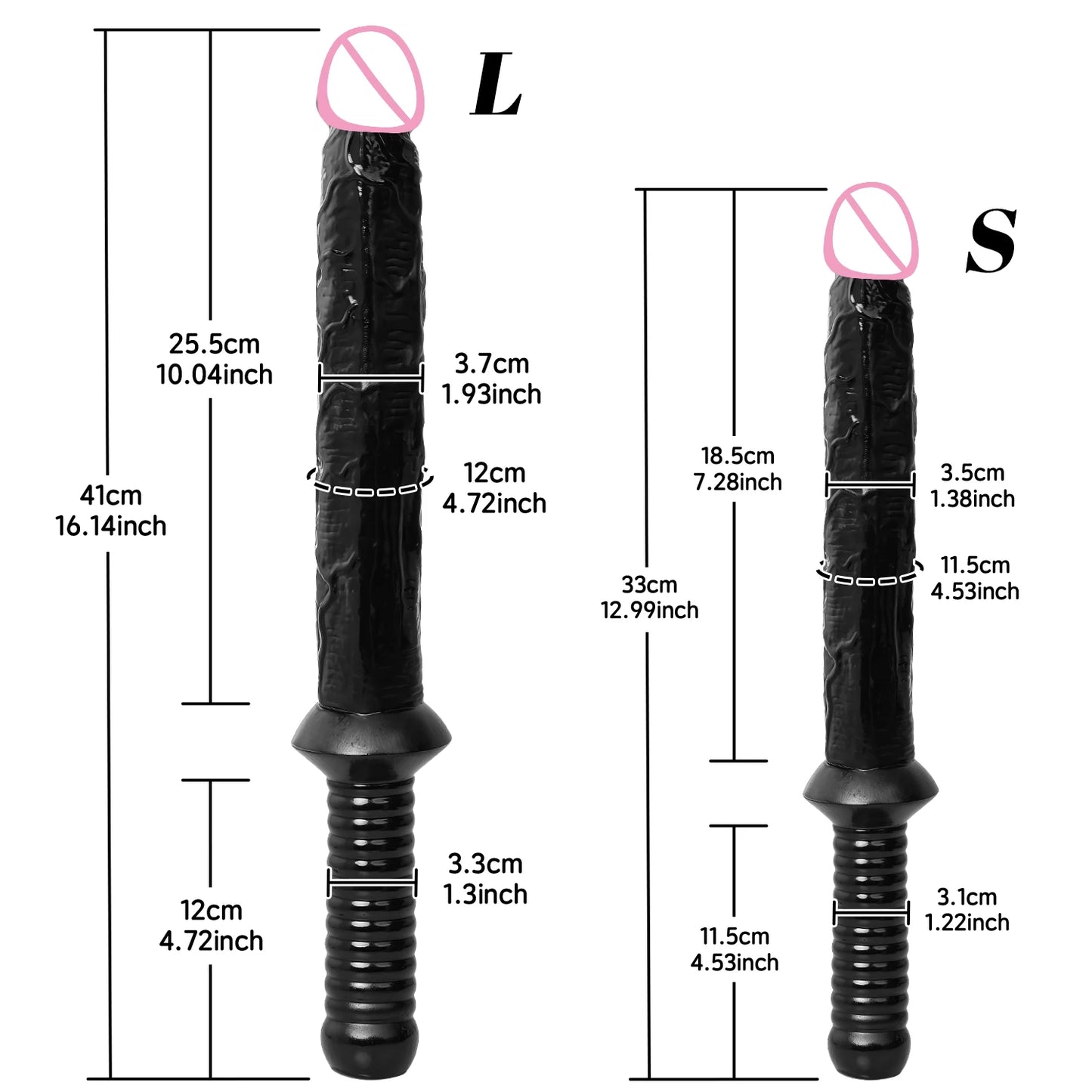 Long Silicone Dildo with Handle for Adults