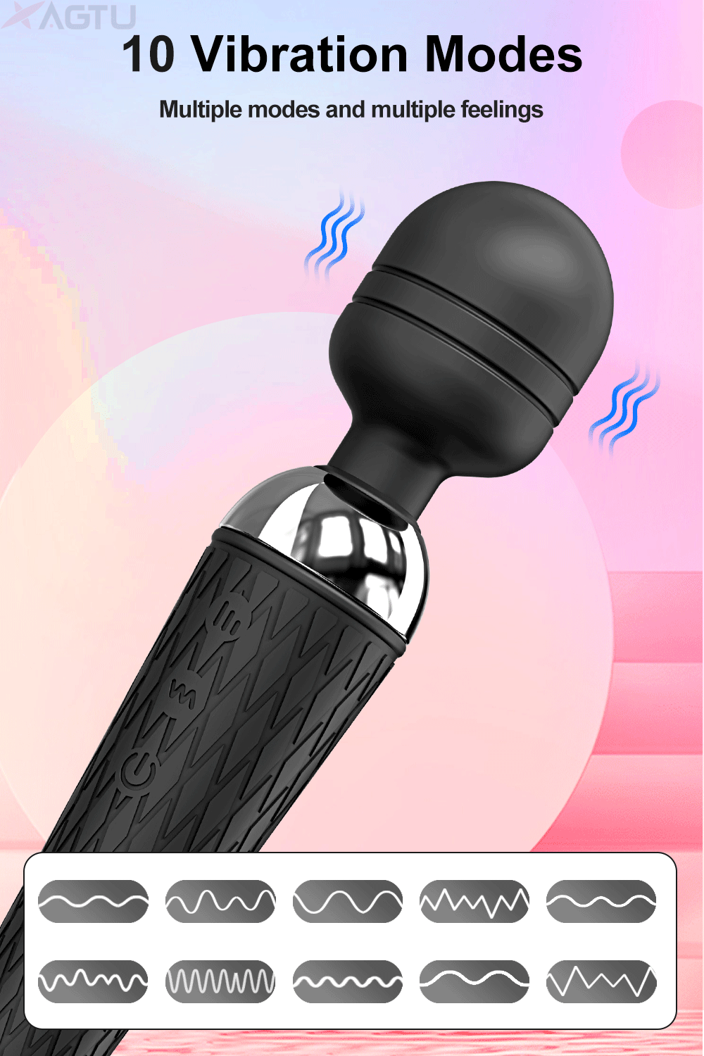 10-Speed Wand Vibrator for Clitoral and Nipple Stimulation