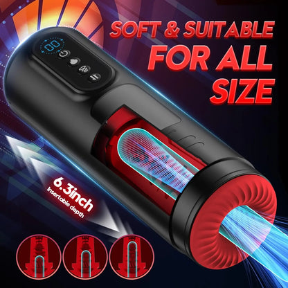 LCD Display Automatic Heating Male Masturbator with Thrusting & Suction