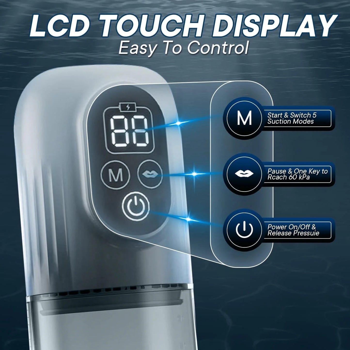 LCD Electric Penis Pump: 4 Training Pressure & 5 Suction Auto Modes