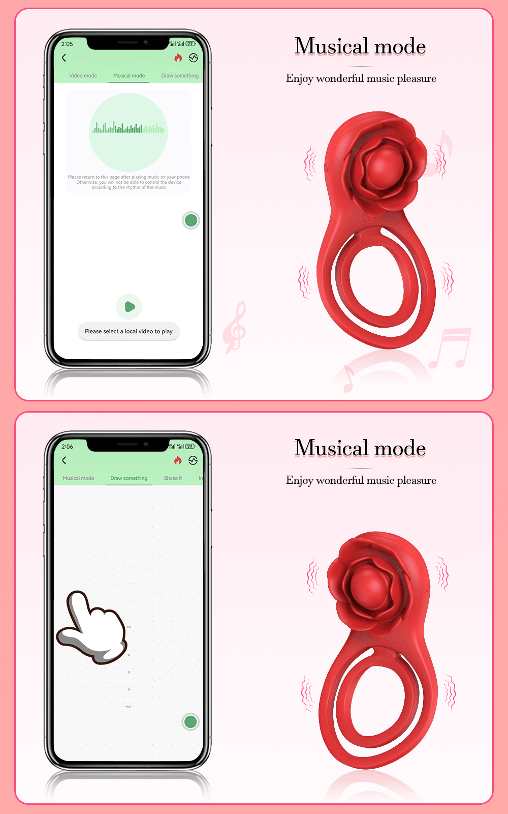 APP-Controlled Vibrating Cock Ring with Clit Stimulator