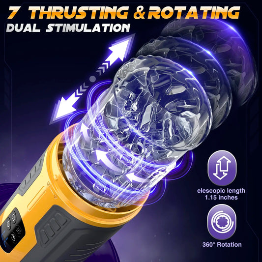 6-in-1 Automatic Male Masturbator - 7 Thrusting & Rotating Modes