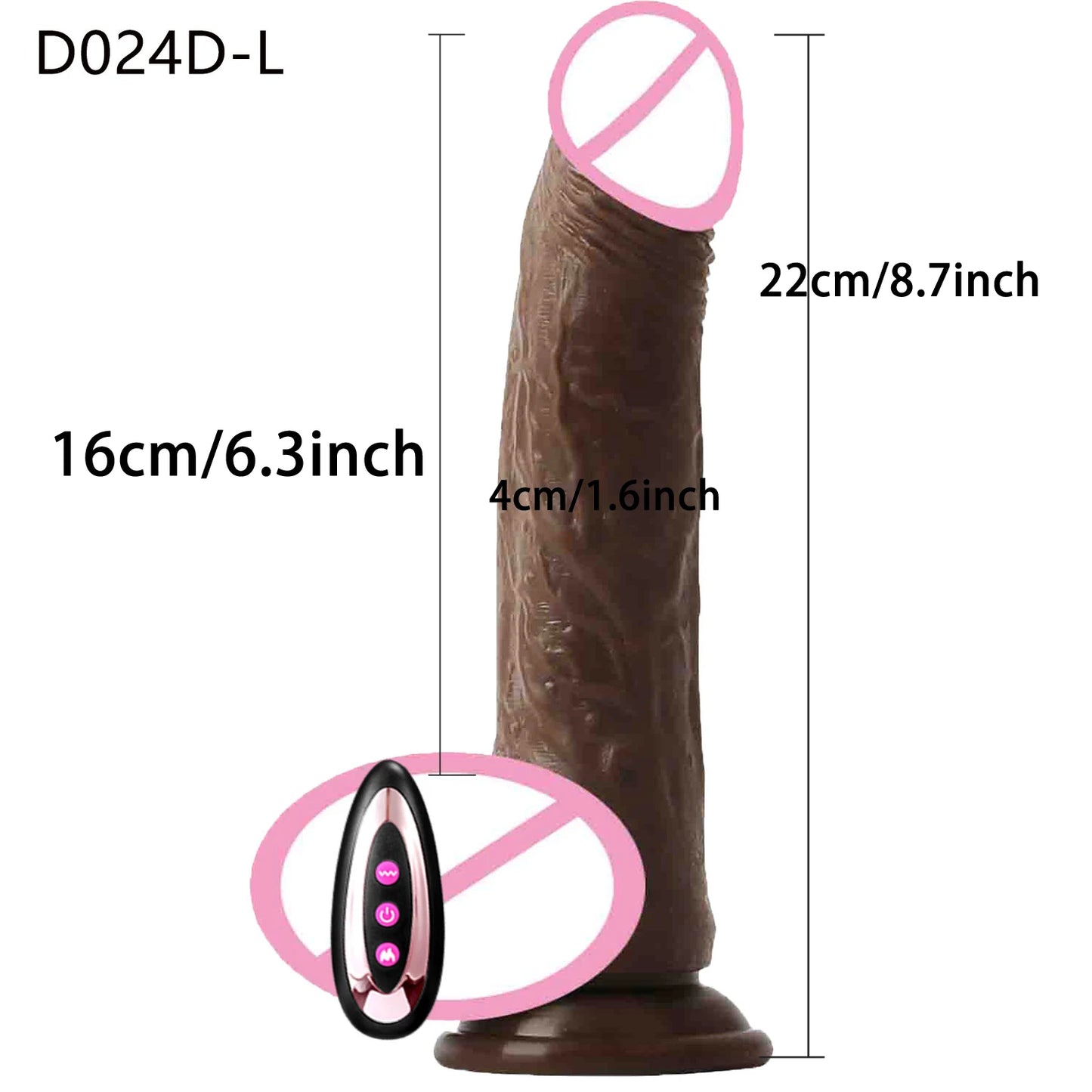 Black Heating Realistic Dildo for G-Spot Massage