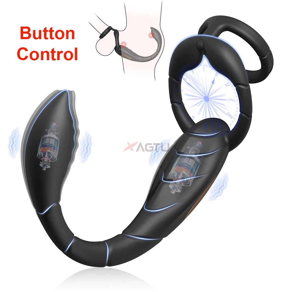 APP Control Cock Ring & Vibrating Butt Plug Prostate Massager Combo