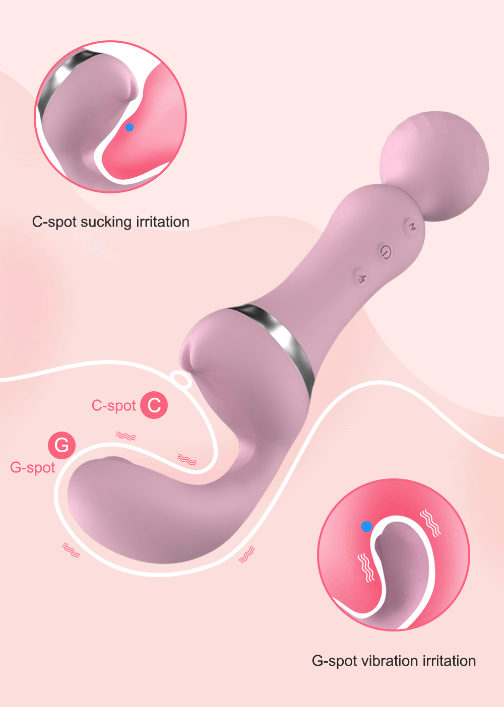 Rechargeable 2-in-1 Magic Wand G-Spot & Clitoral Stimulation