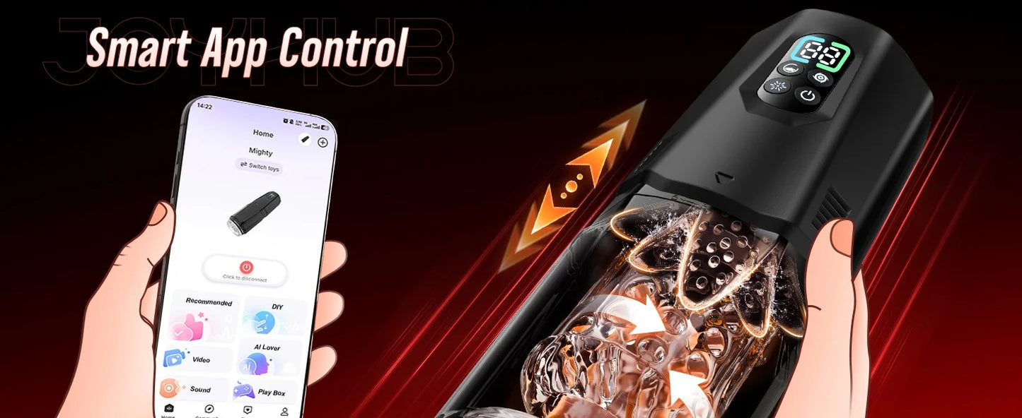 AI Sync Automatic Thrusting Rotation Male Masturbator with LCD Display