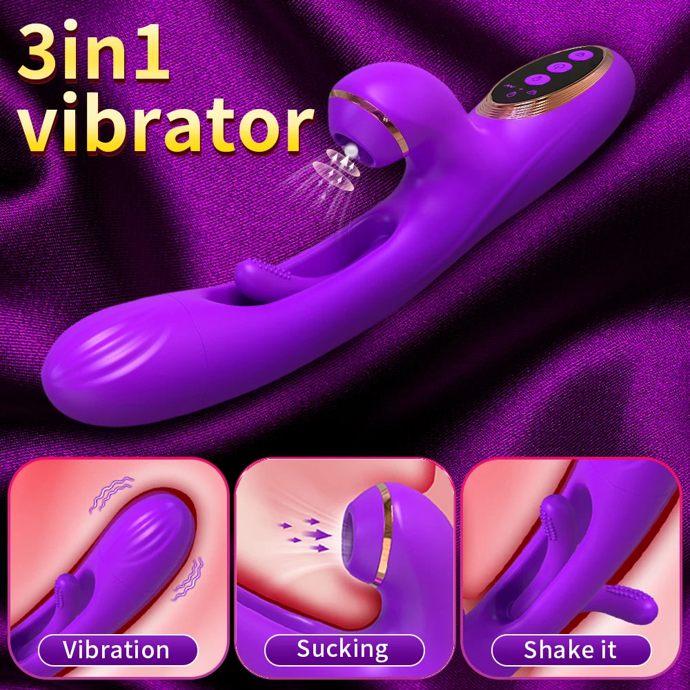 Tapping Flapping Vagina Vibrator & Clit Sucker Rabbit