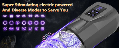 LCD Automatic Male Masturbator with 7 Vibrating Rotating Thrusting & Licking Modes