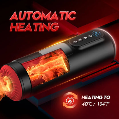 LCD Display Automatic Heating Male Masturbator with Thrusting & Suction