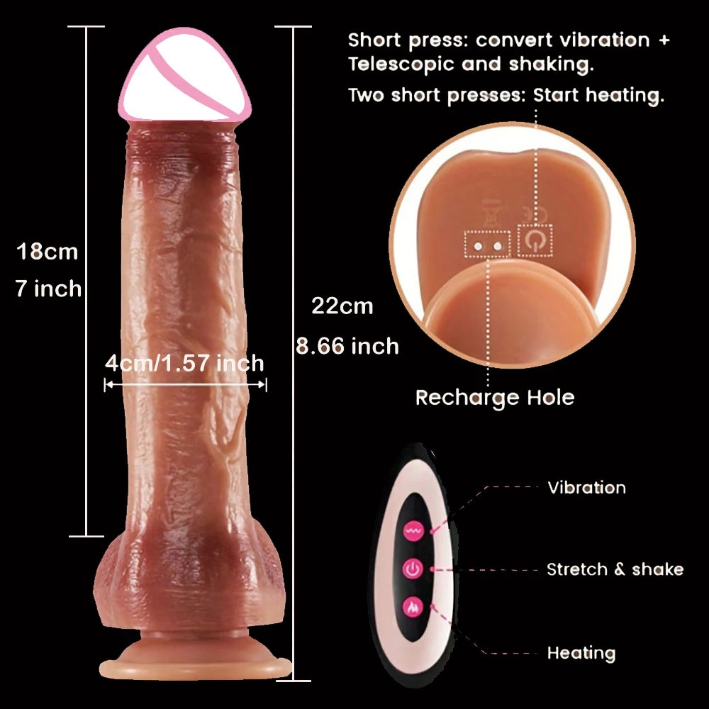 4 in 1 Huge Heating Swing Dildo with Remote Control